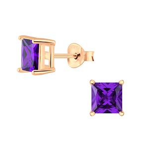 Wholesale 6mm Square Cubic Zirconia Silver Stud Earrings