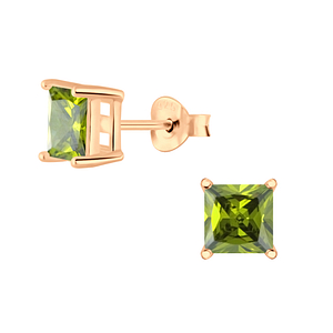 Wholesale 6mm Square Cubic Zirconia Silver Stud Earrings