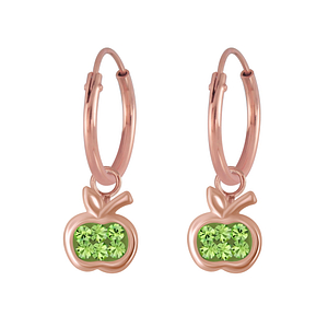 Wholesale Silver Apple Crystal Charm Hoop Earrings