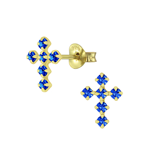 Wholesale Silver Cross Crystal Stud Earrings