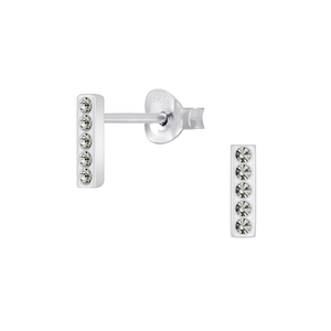 Wholesale Silver Bar Crystal Stud Earrings