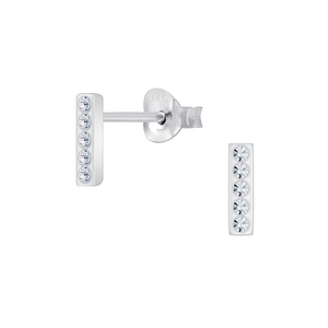 Wholesale Silver Bar Crystal Stud Earrings