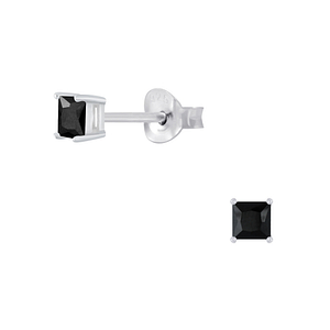 Wholesale 3mm Square Cubic Zirconia Silver Stud Earrings