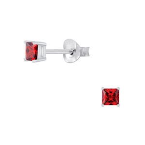 Wholesale 3mm Square Cubic Zirconia Silver Stud Earrings