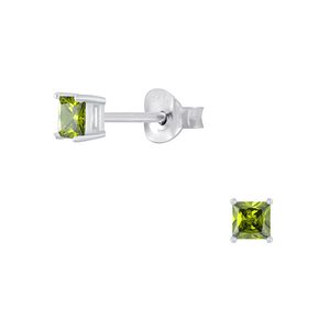 Wholesale 3mm Square Cubic Zirconia Silver Stud Earrings