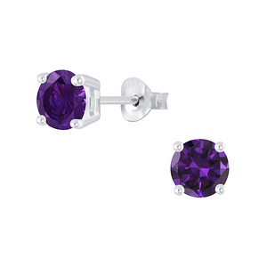 Wholesale 6mm Round Cubic Zirconia Silver Stud Earrings
