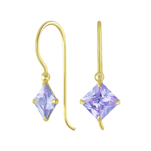 Wholesale 6mm Square Cubic Zirconia Silver Earrings