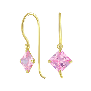 Wholesale 6mm Square Cubic Zirconia Silver Earrings