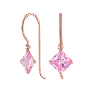 Wholesale 6mm Square Cubic Zirconia Silver Earrings