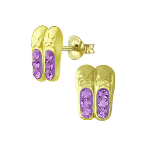 Wholesale Silver Ballerina Shoe Crystal Stud Earrings