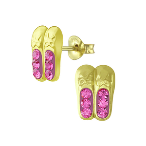 Wholesale Silver Ballerina Shoe Crystal Stud Earrings