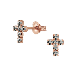 Wholesale Silver Cross Crystal Stud Earrings