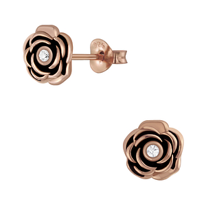 Wholesale Silver Flower Crystal Stud Earrings