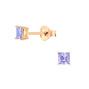 Wholesale 3mm Square Cubic Zirconia Silver Stud Earrings