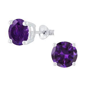 Wholesale 8mm Round Cubic Zirconia Silver Stud Earrings