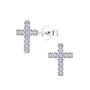 Wholesale Silver Cross Cubic Zirconia Stud Earring