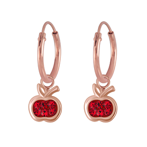 Wholesale Silver Apple Crystal Charm Hoop Earrings