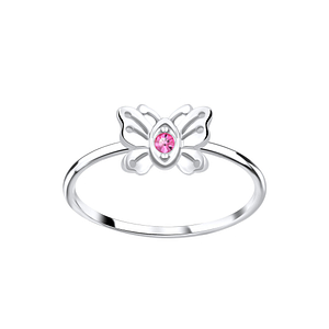 Wholesale Silver Butterfly Crystal Ring