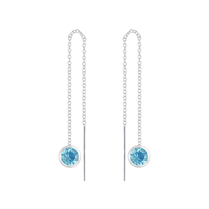 Wholesale Silver Short Thread Through Earrings with Crystal