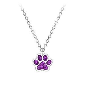 Wholesale Silver Paw Print Necklace