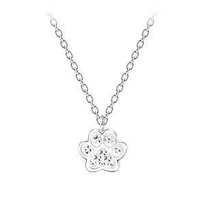 Wholesale Silver Paw Print Necklace