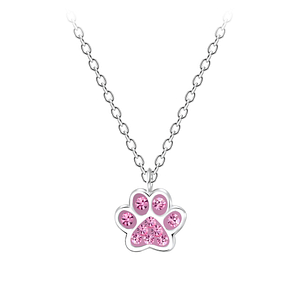 Wholesale Silver Paw Print Necklace