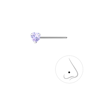 Wholesale 3mm Heart Cubic Zirconia Silver Nose Stud