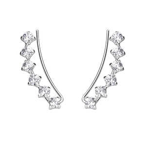 Wholesale Silver Curved Line Cubic Zirconia Ear Climbers
