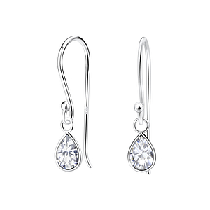 Wholesale 4X6mm Pear Cubic Zirconia Silver Earrings