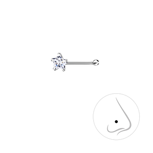 Wholesale 3mm Star Cubic Zirconia Silver Nose Stud With Ball