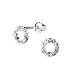 Wholesale Silver Circle Screw Back Bullet Earrings