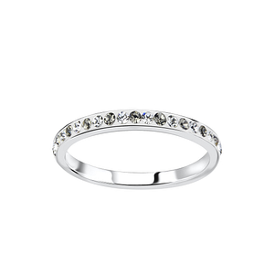 Wholesale 2mm Band Crystal Silver Ring