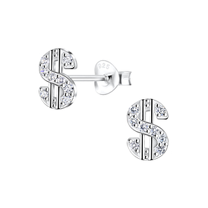 Wholesale Silver Dollar Sign Stud Earrings