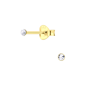 Wholesale 2mm Round Crystal Silver Stud Earrings