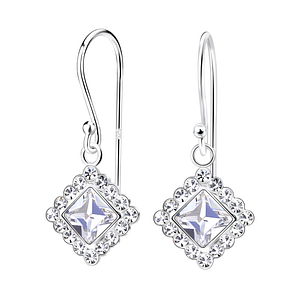 Wholesale Silver Square Crystal Earrings
