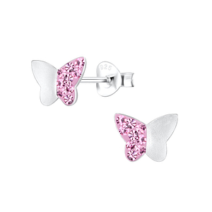 Wholesale Silver Butterfly Crystal Stud Earrings