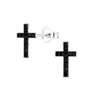 Wholesale Silver Cross Crystal Stud Earrings