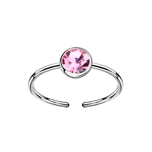 Wholesale 5mm Crystal Silver Open Ring