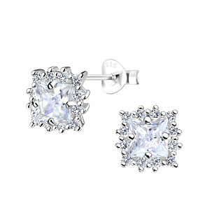 Wholesale Silver Square Stud Earrings