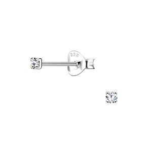Wholesale 2mm Round Crystal Silver Stud Earrings