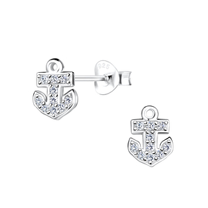 Wholesale Silver Anchor Stud Earrings