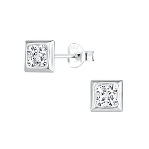 Wholesale Silver Square Stud Earrings