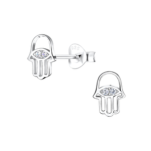 Wholesale Silver Hamsa Stud Earrings