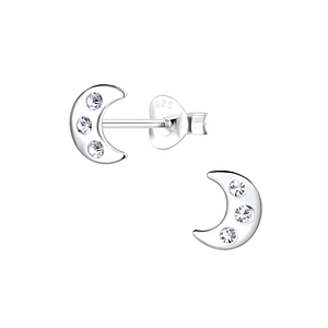Wholesale Silver Moon Stud Earrings