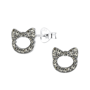 Wholesale Silver Cat Stud Earrings