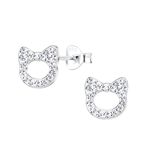 Wholesale Silver Cat Stud Earrings