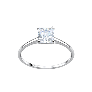 Wholesale 5mm Square Cubic Zirconia Silver Ring