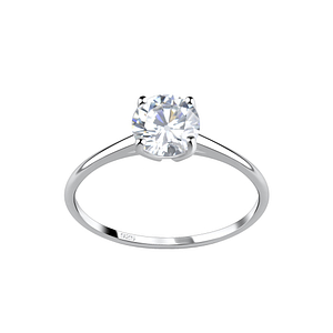 Wholesale 6mm Round Cubic Zirconia Silver Ring