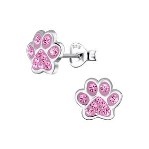 Wholesale Silver Paw Print Stud Earrings