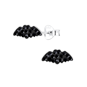 Wholesale Silver Bat Crystal Stud Earrings